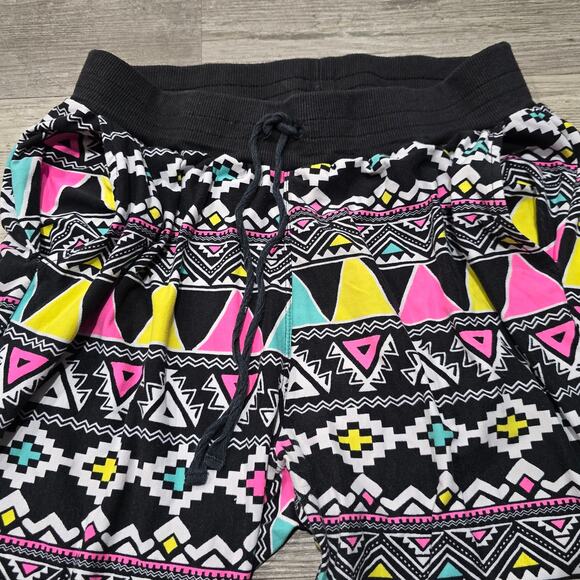 Rue 21 Retro Multicolor Geometric Pattern Elastic Waist Jogger Pants w. Pockets - Picture 3 of 7
